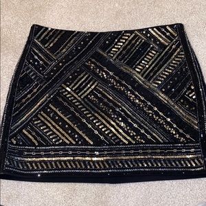 Black Beaded Club Monaco Skirt